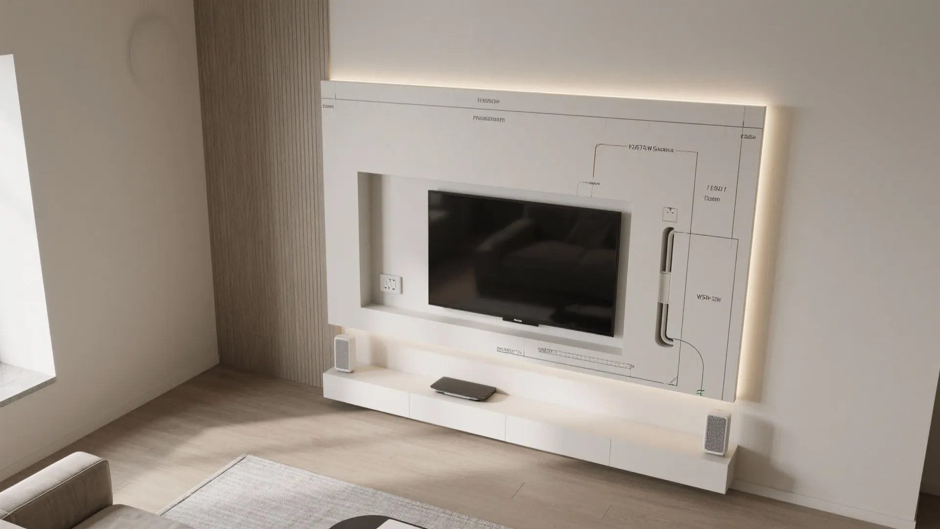 Built-in niche framing with integrated lighting