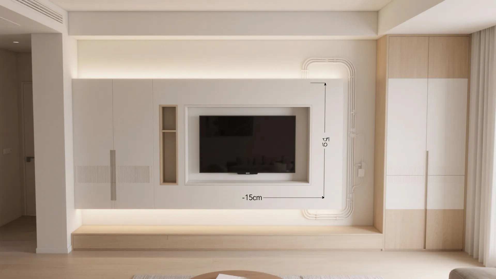 Built-In TV Niche with Hidden Storage