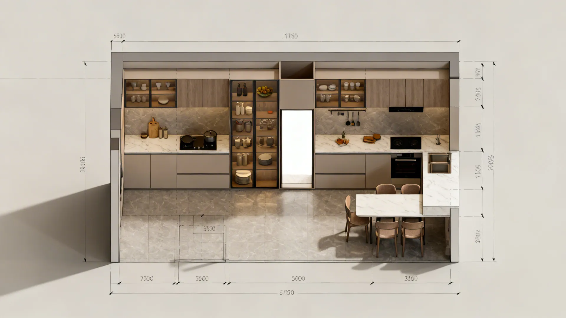 Tall Storage Partition with Pass-Through Niche