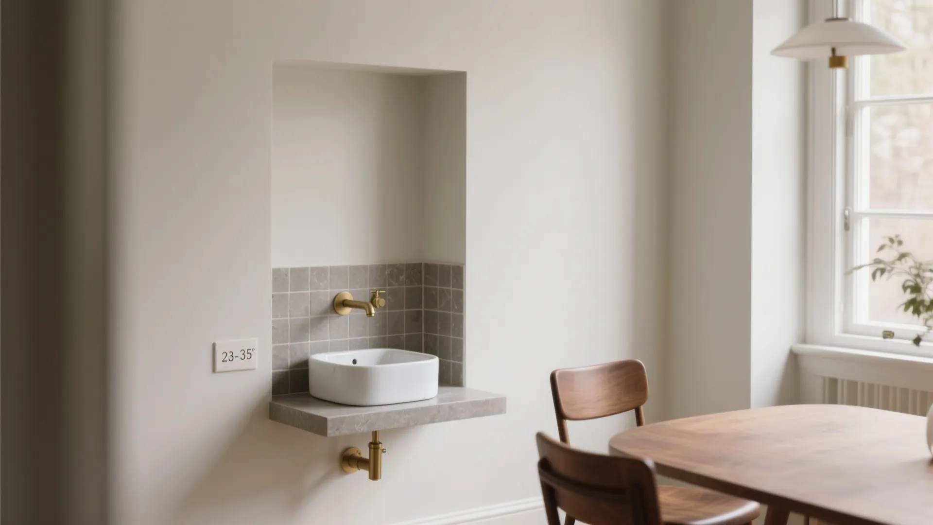 Space-Saving Wall-Mounted Basin in a Niche