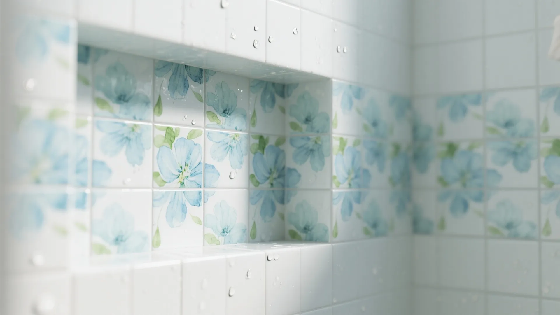 Watercolor Florals in Shower Niches