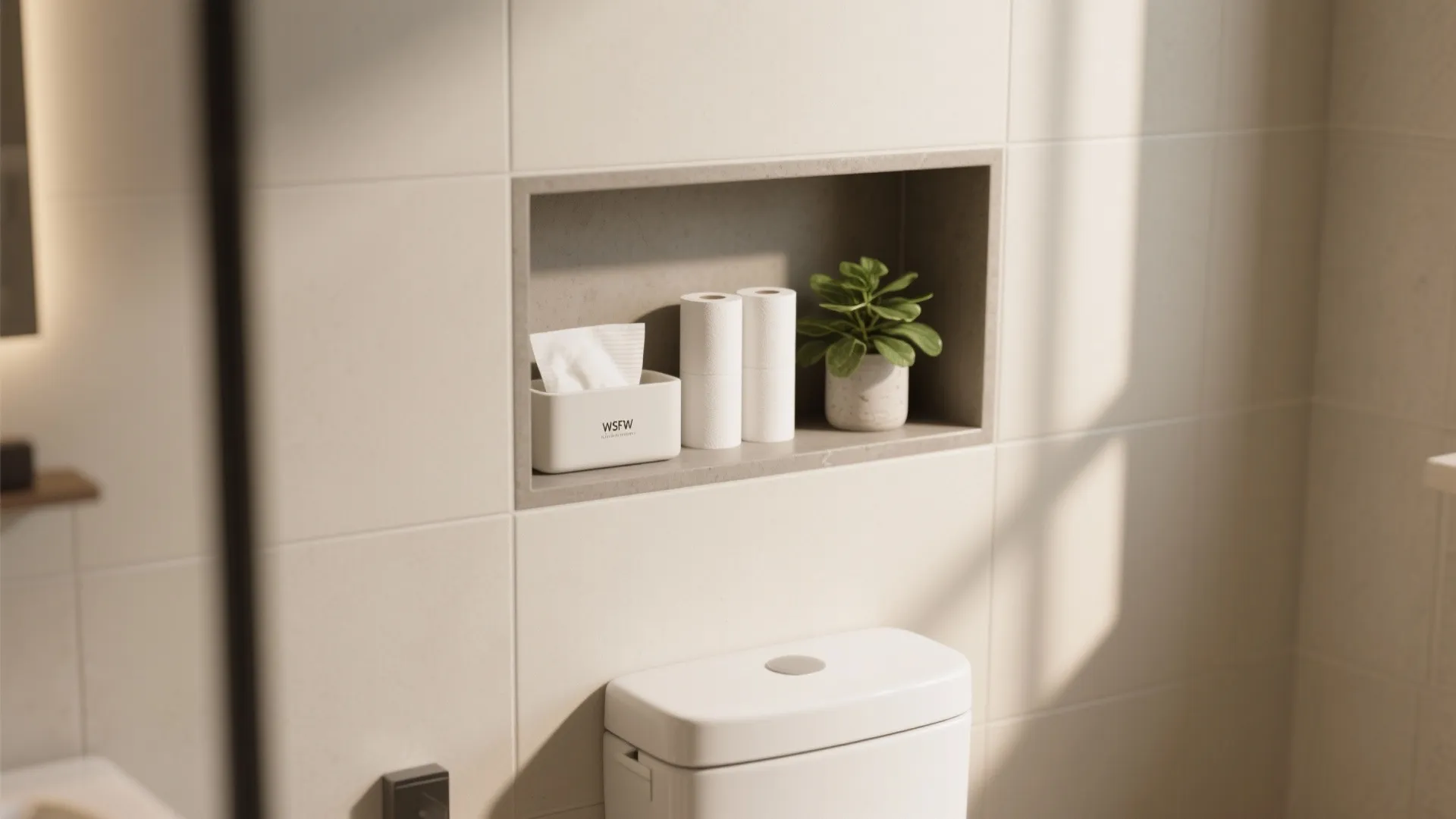 Minimalist commode wall niche