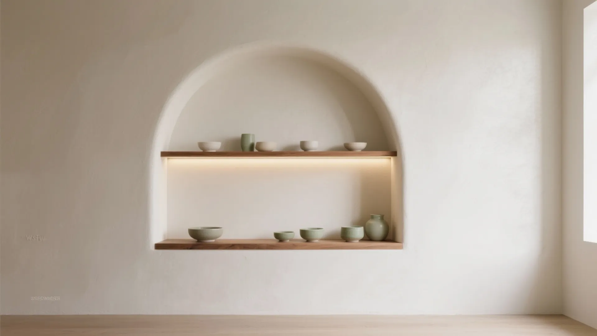 Curved Plaster Niche with Soft Lighting