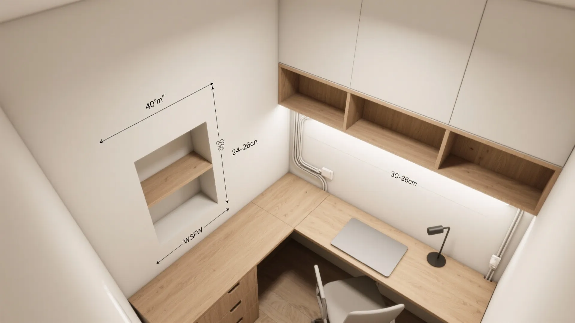 Built-In Nichos and Floating Desks