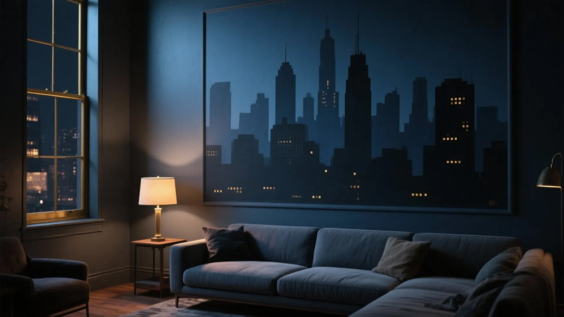 Night Urban Skyline Silhouette