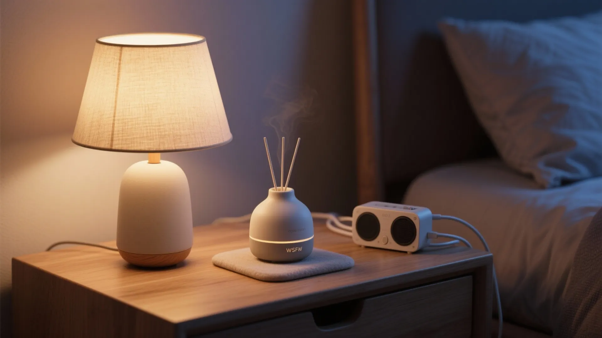 4) Smart Lighting, Soothing Sound, and Scent Control