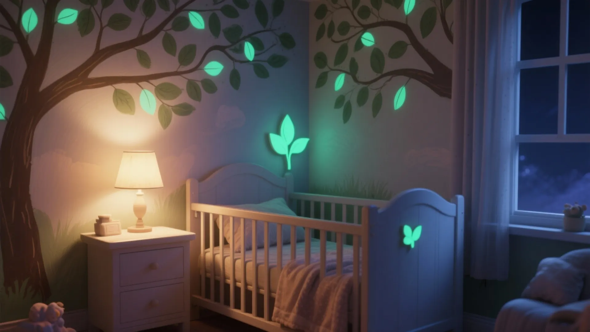 5. Nightlight Orchard: Glow-in-the-dark details for whimsical nights