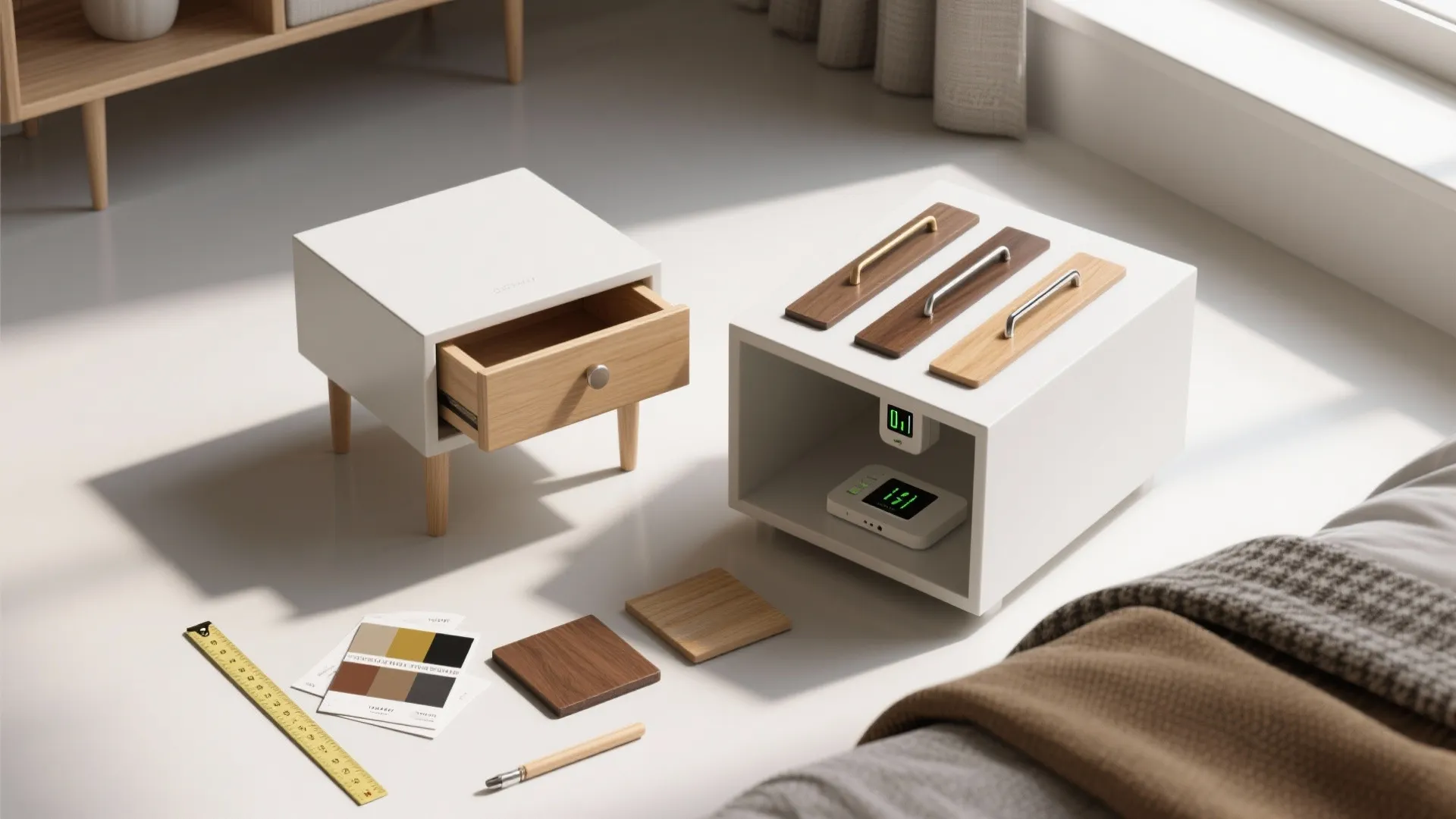 3. Choose compact nightstands with function