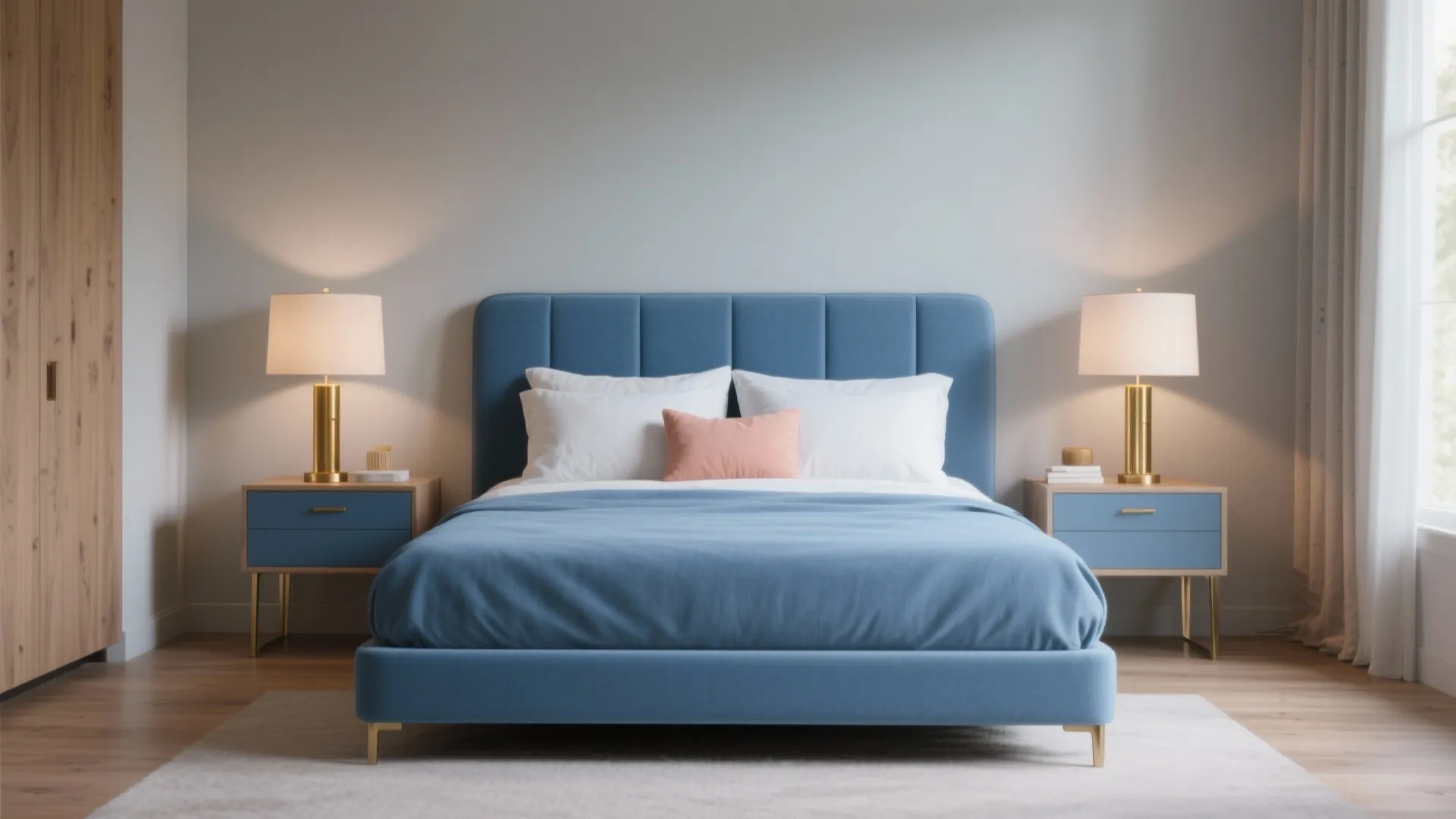 2. Use coordinated nightstands to balance scale