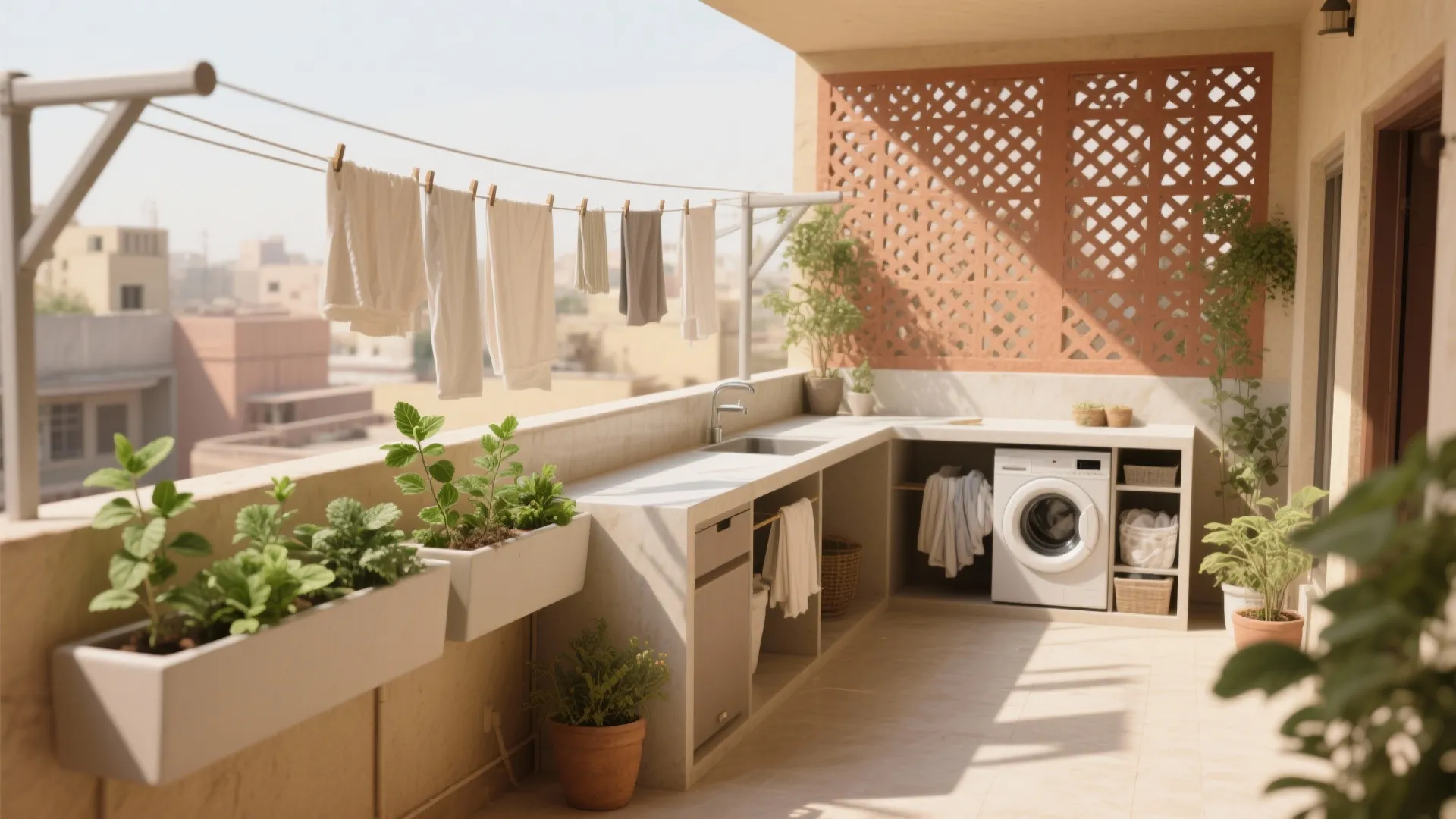 Balcony-to-utility with a shaded green edge