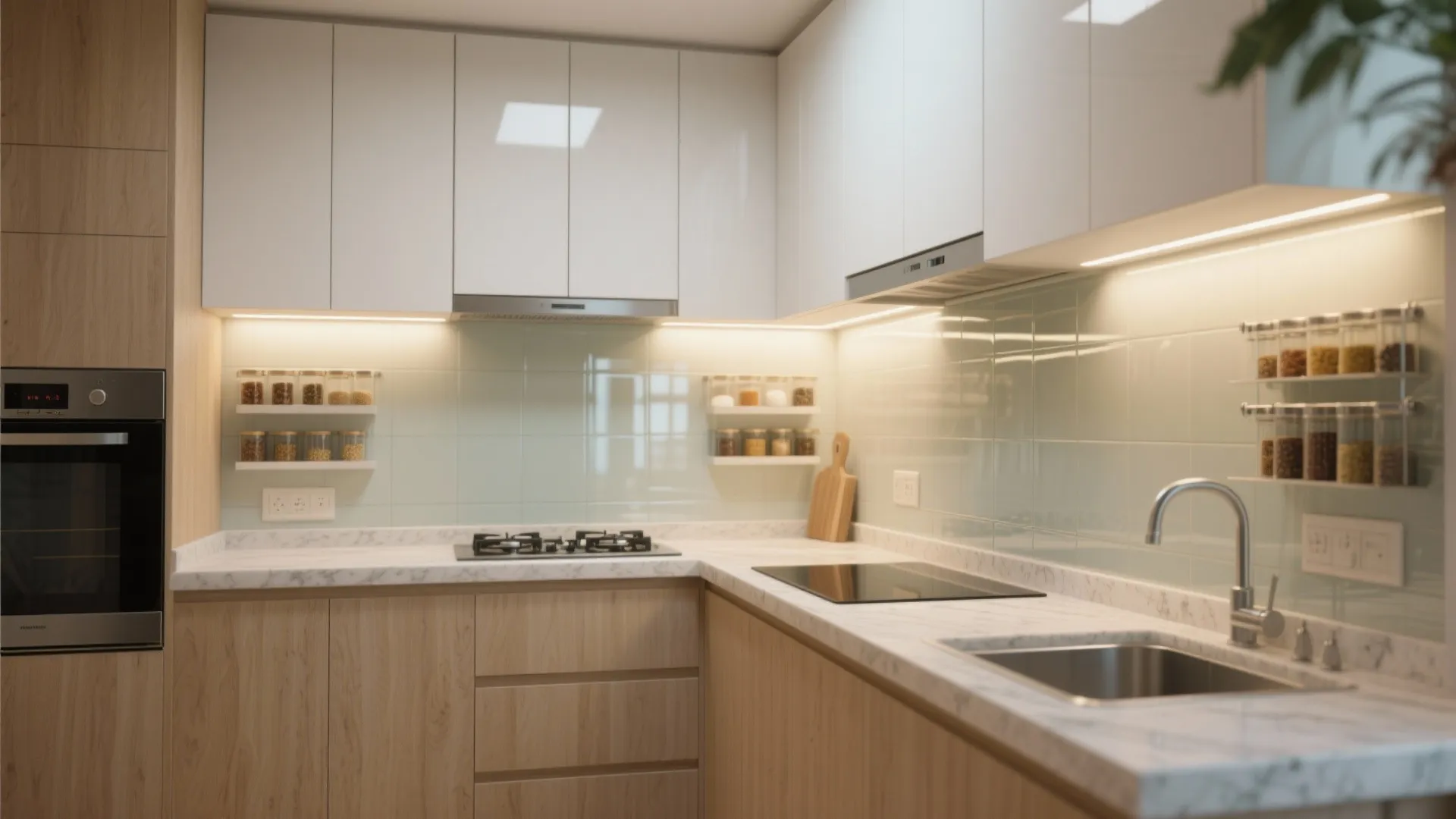 Minimalist kitchen storage for a 2 BHK in Nikol