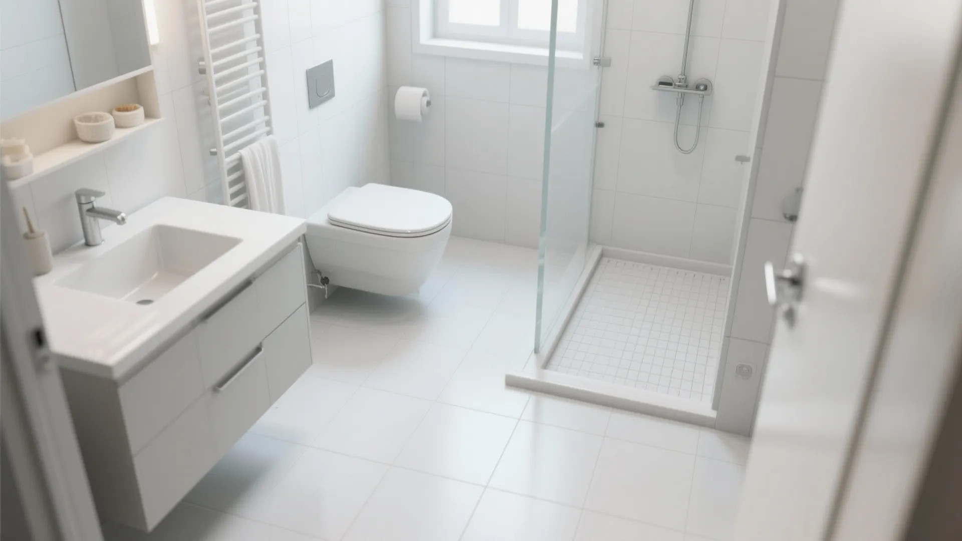 2) Textured matte porcelain for non-slip calm