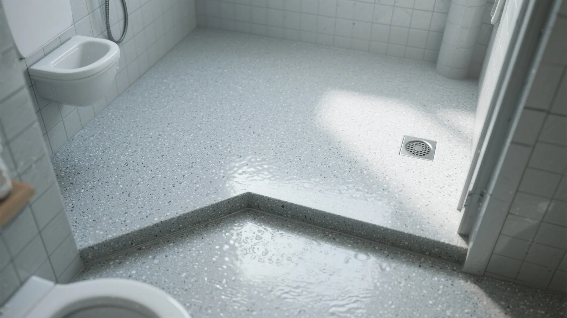 Non-slip textured epoxy floor for wet zones