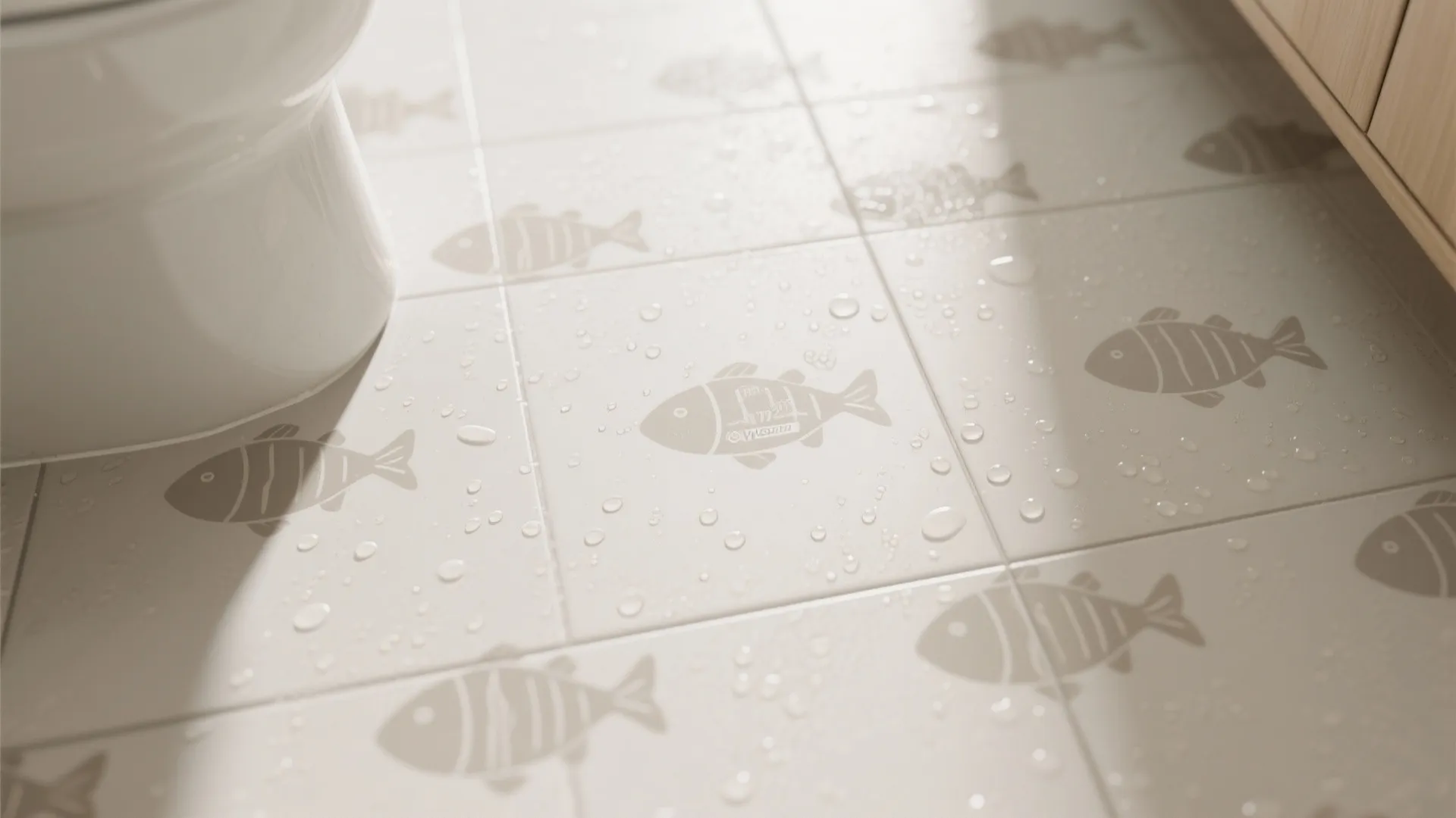 Non-Slip Fish Pattern Floors in Neutral Tones