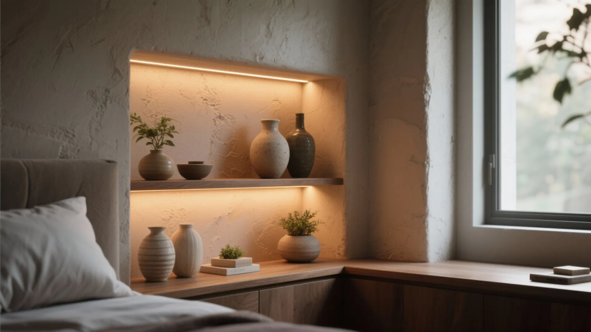 3. Built-in Nook with Accent Lighting