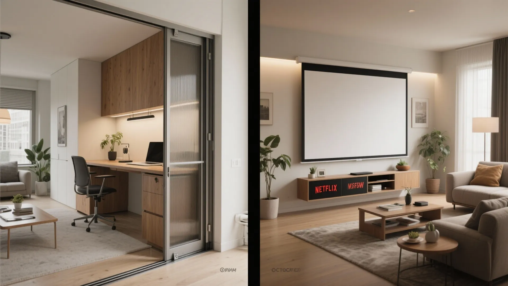 4. Carve a nook with screens, curtains or a low cabinet