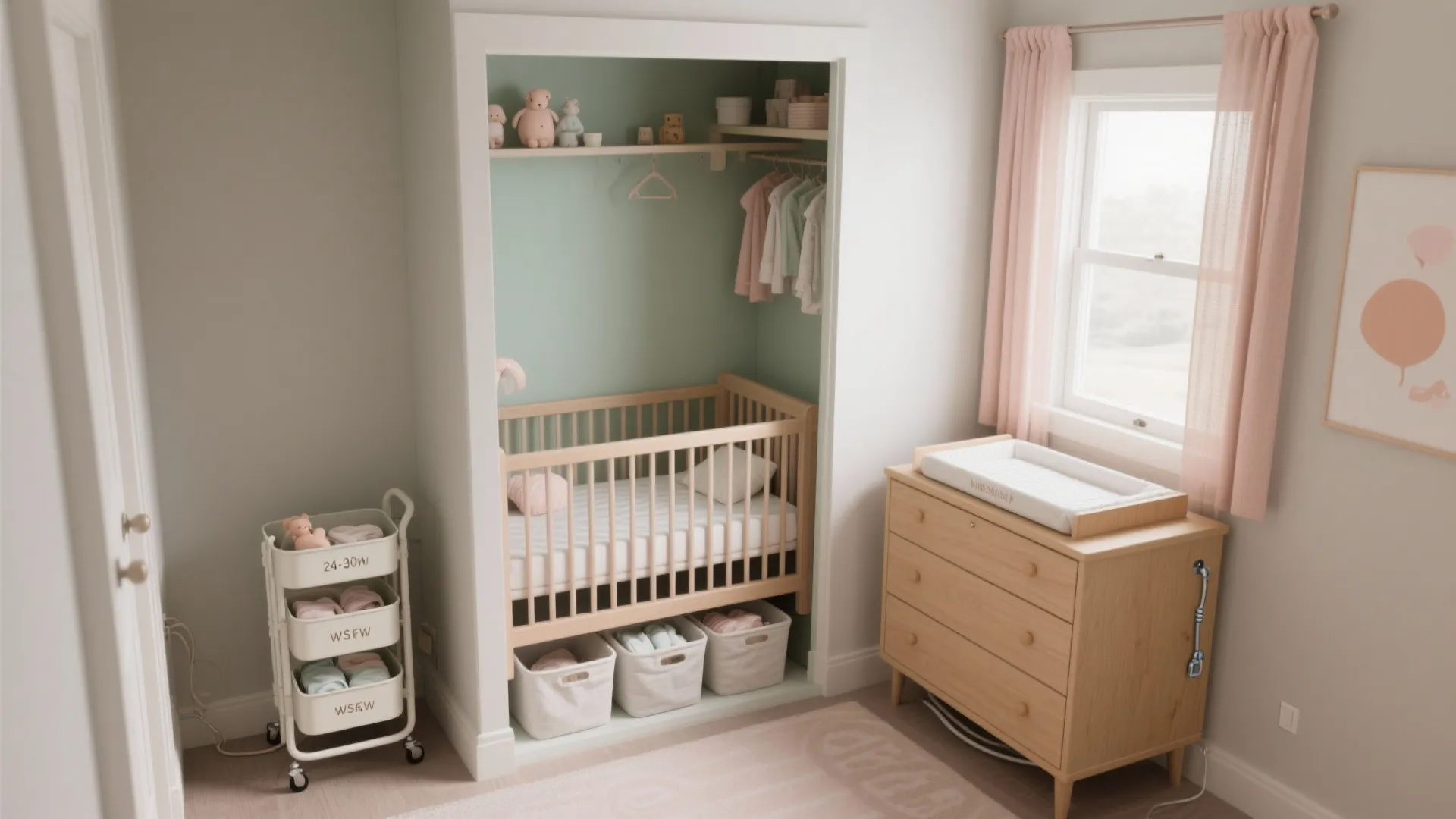 3) Nursery-in-a-nook with smart storage