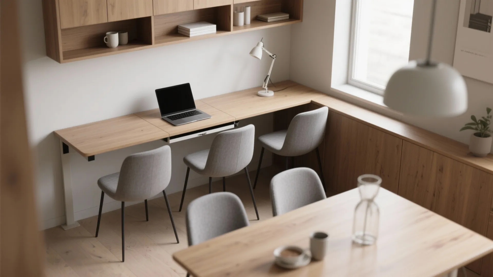 1. Create a minimalist dining nook that doubles as a workspace