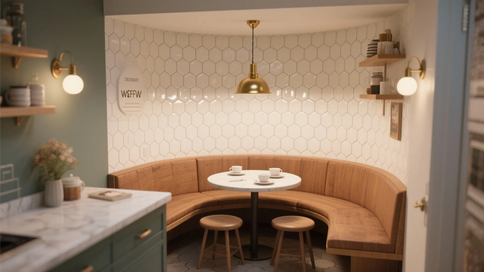 3: Wrap the backsplash around a nook for a boutique-café vibe