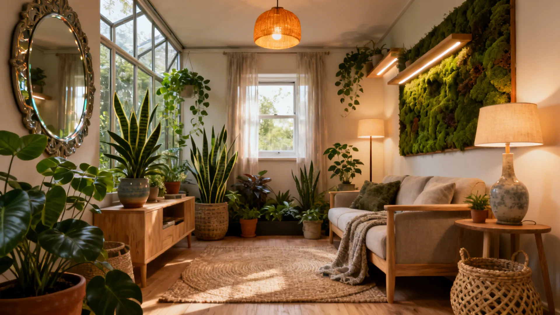 Biophilic Living Room Ideas: 5 Low-Light Examples