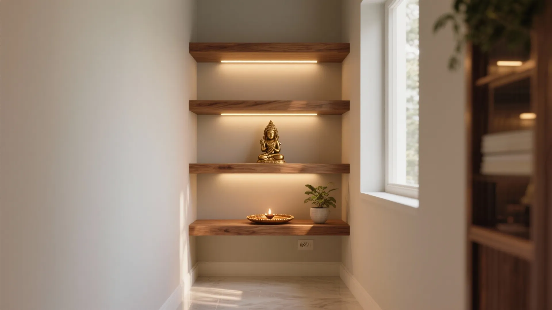 1. Northeast Nook with Floating Shelves