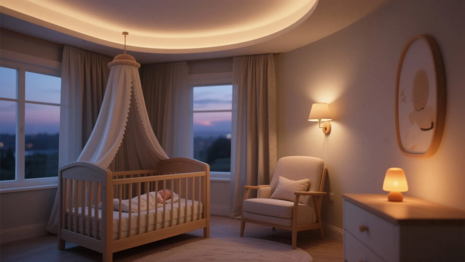 Layered, dimmable lighting for softer nights