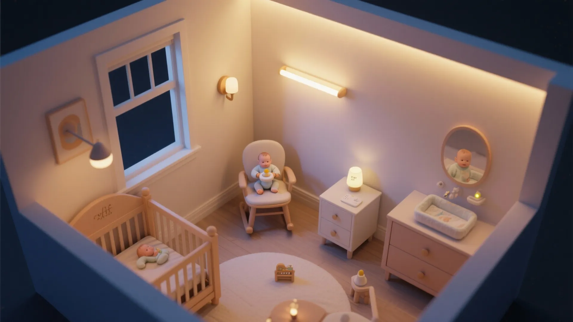 Layered, indirect lighting for 24/7 care