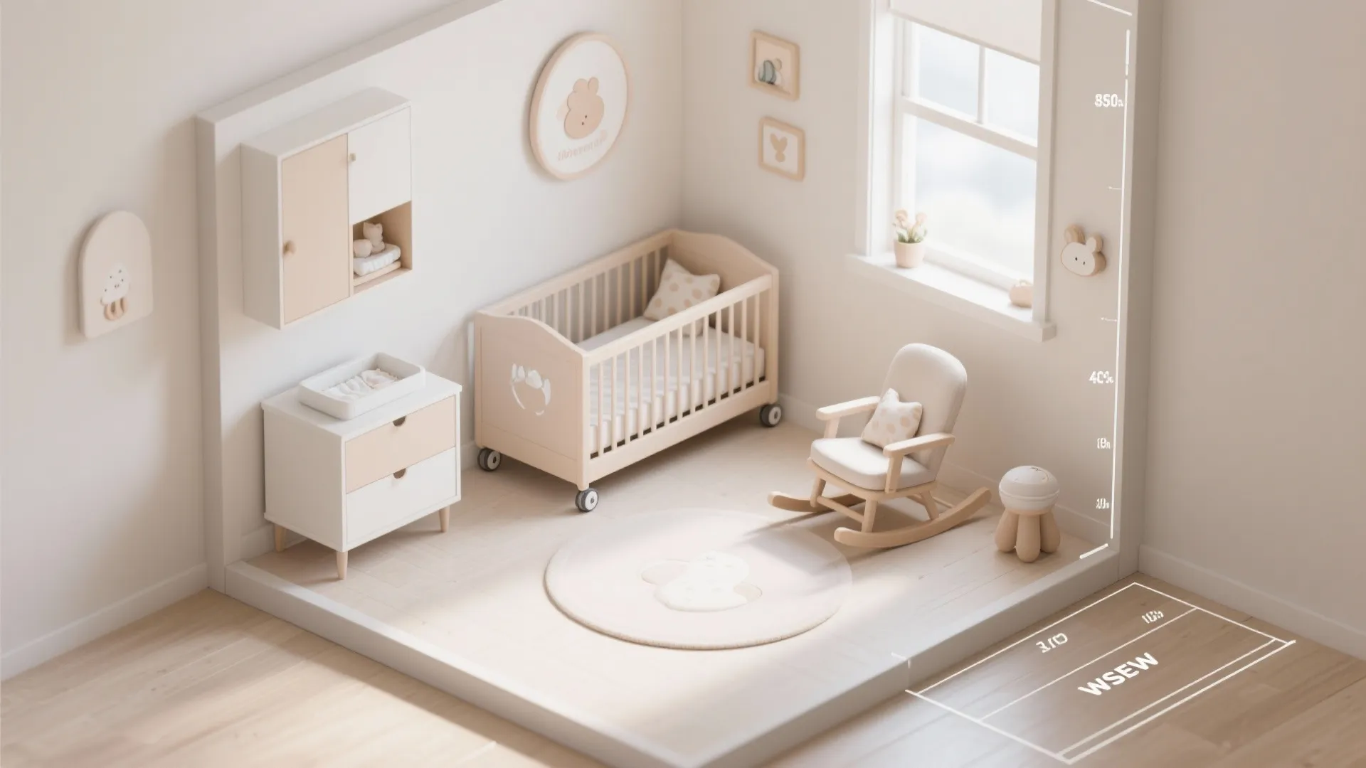 2) Convertible crib + foldaway changing station