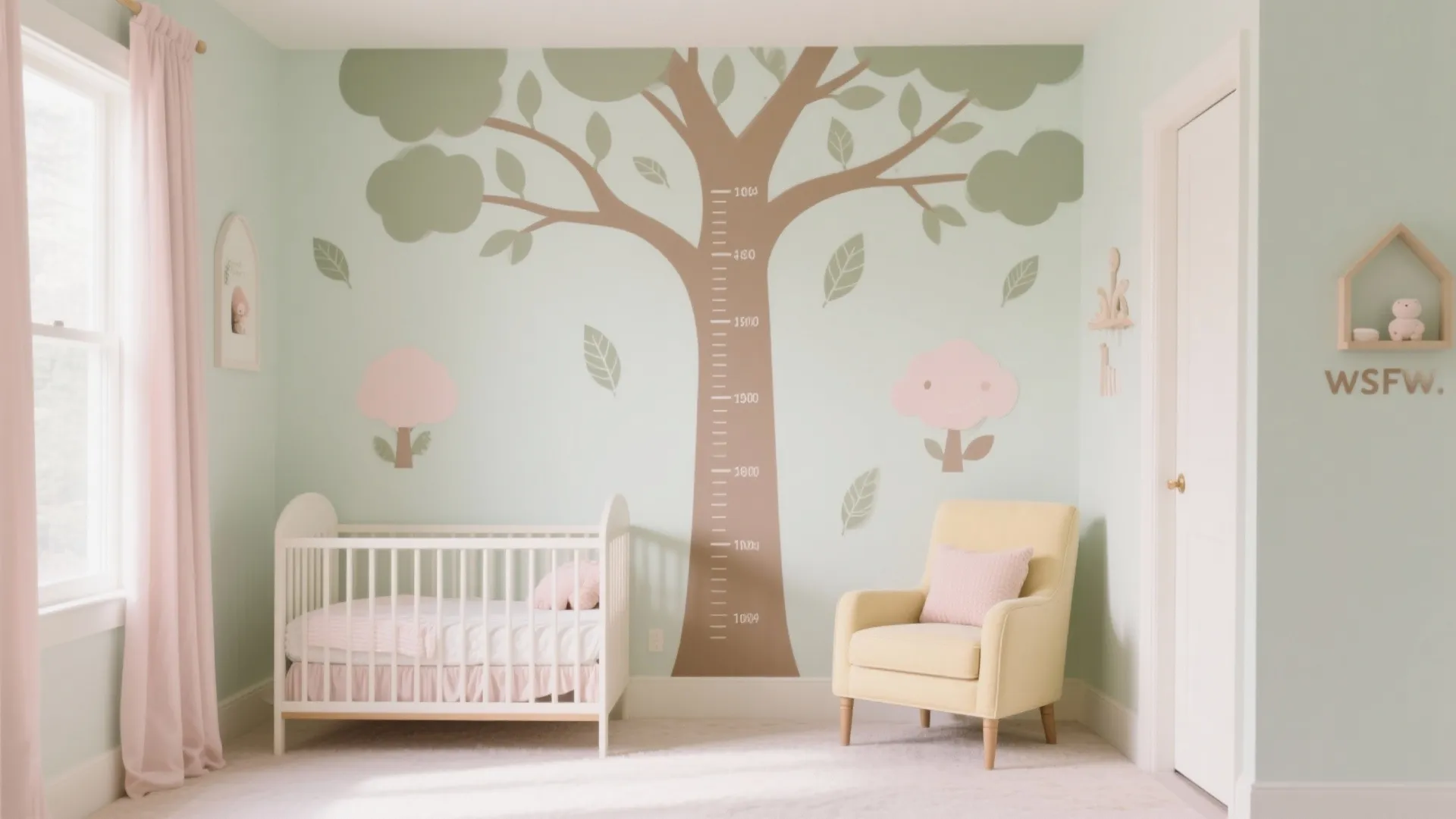Whimsical Nursery Tree Mural (with Growth Chart)