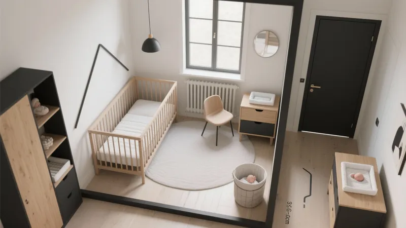 Modern Nursery Design with Wood and Black Accent