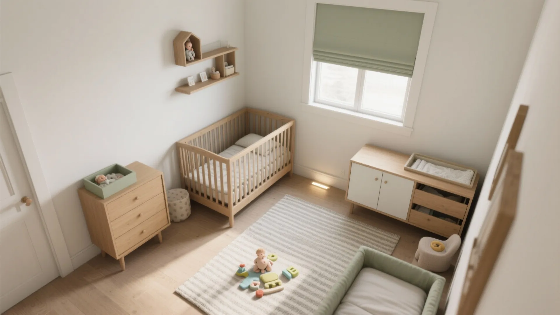 Zone your nursery: sleep, change, play—flow in a small space