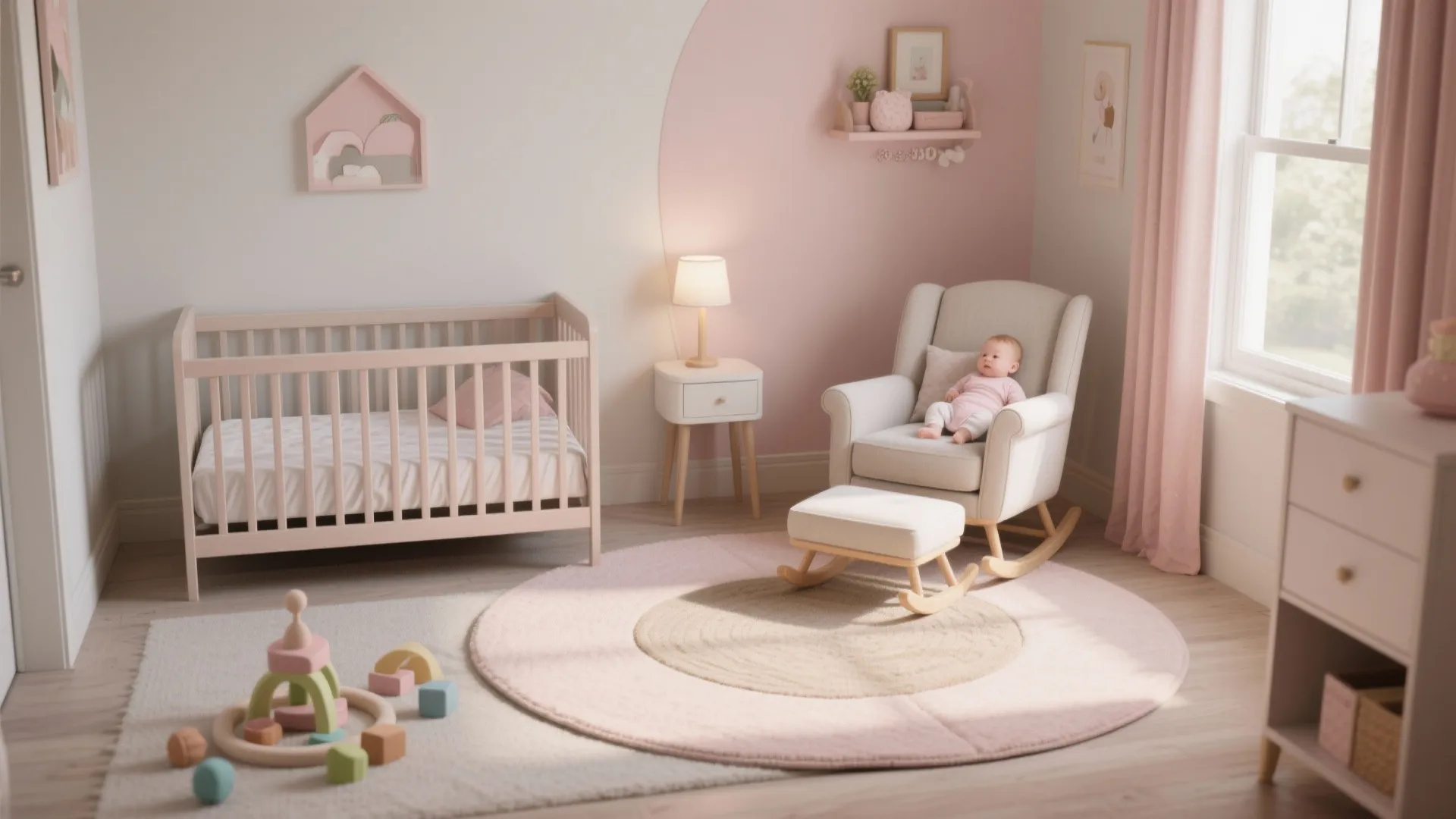 Zoned Comfort: A Nursing Corner and Floor Play Space