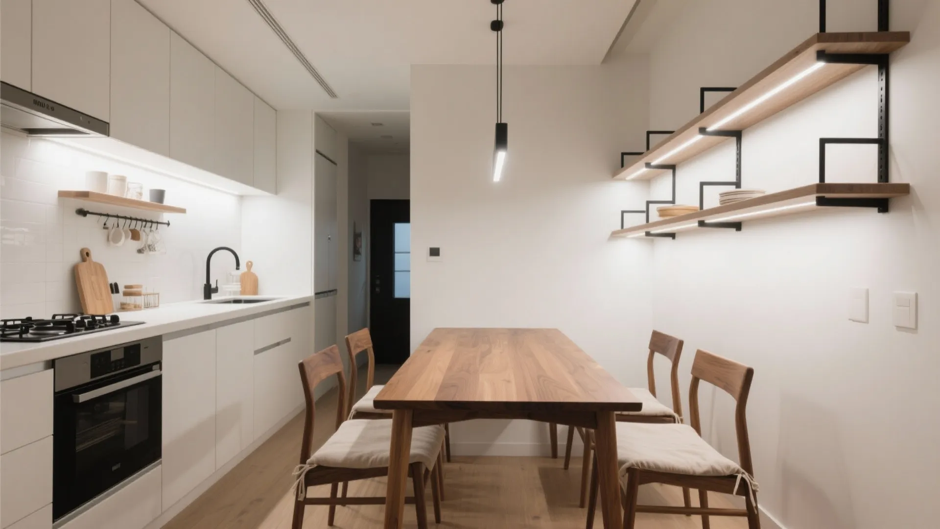 Tips 2: 1.5列キッチン＋横並びダイニングで家事を時短（東京小户型 × 收納技巧）