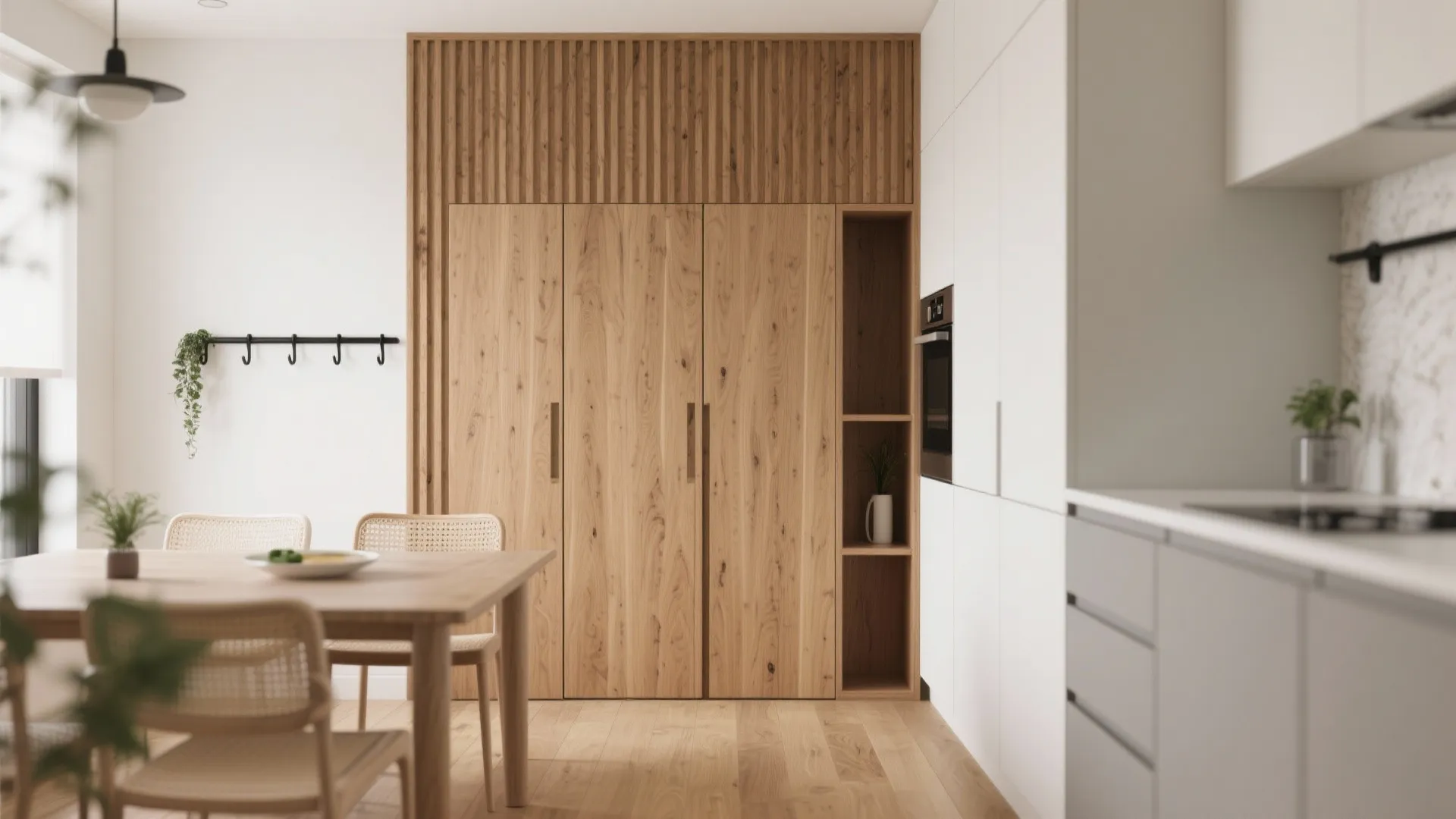 Warm Wood Accent Wall That Grounds the Space