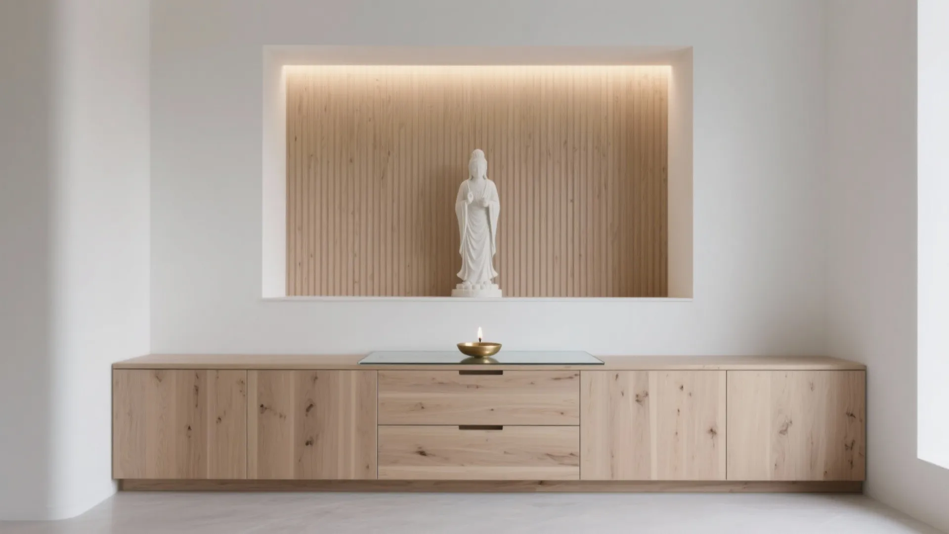 Scandinavian Light-Oak Altar with Clean Lines