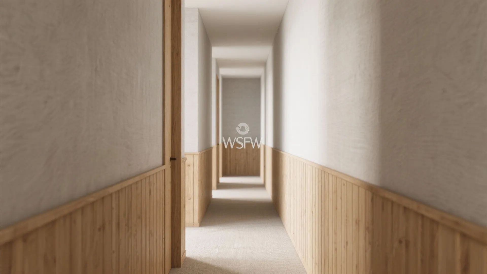 Textured surfaces with warm wood accents