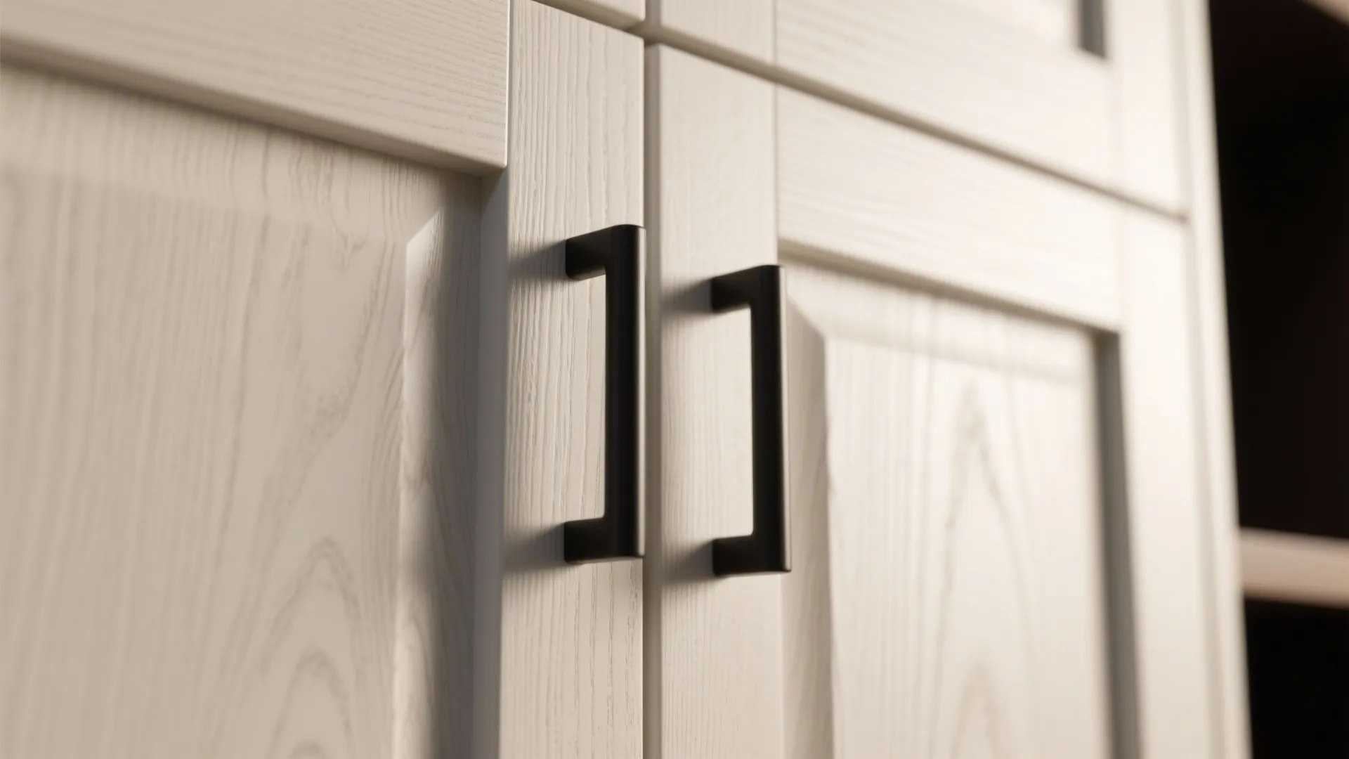 1. Flat-Panel White Oak with Matte Black Hardware