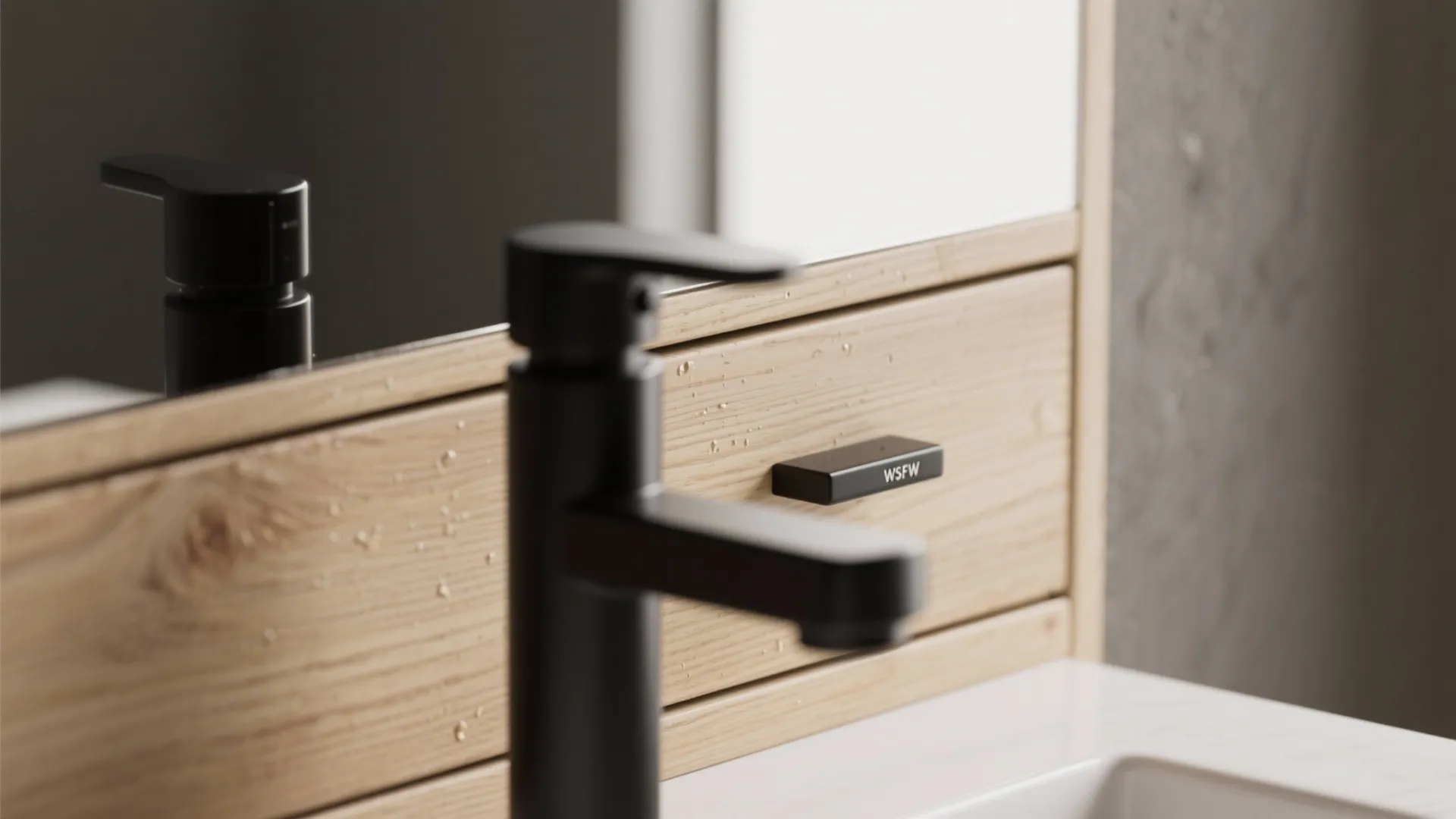 2. Mix wood with matte black hardware for contrast