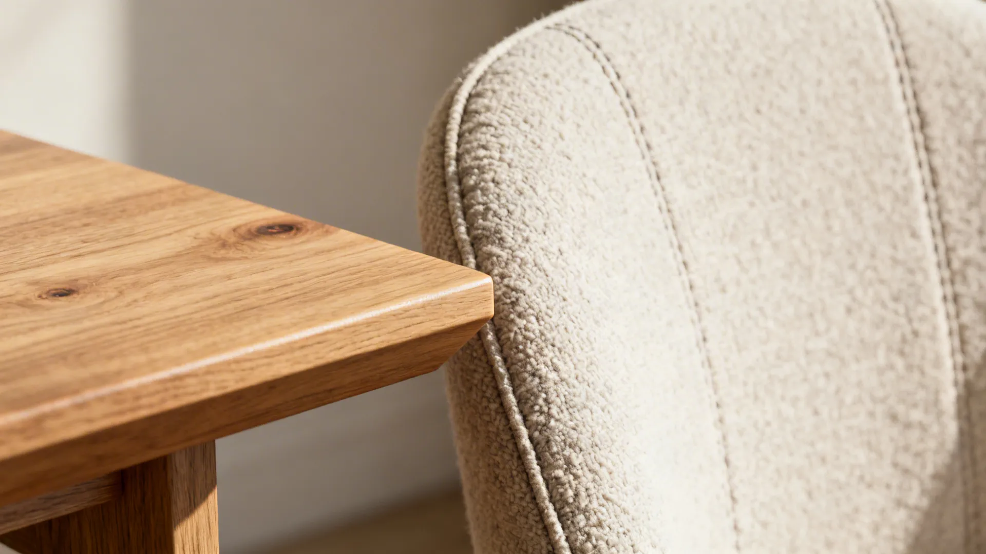 4) Mixed Materials: Oak Table, Upholstered Chairs