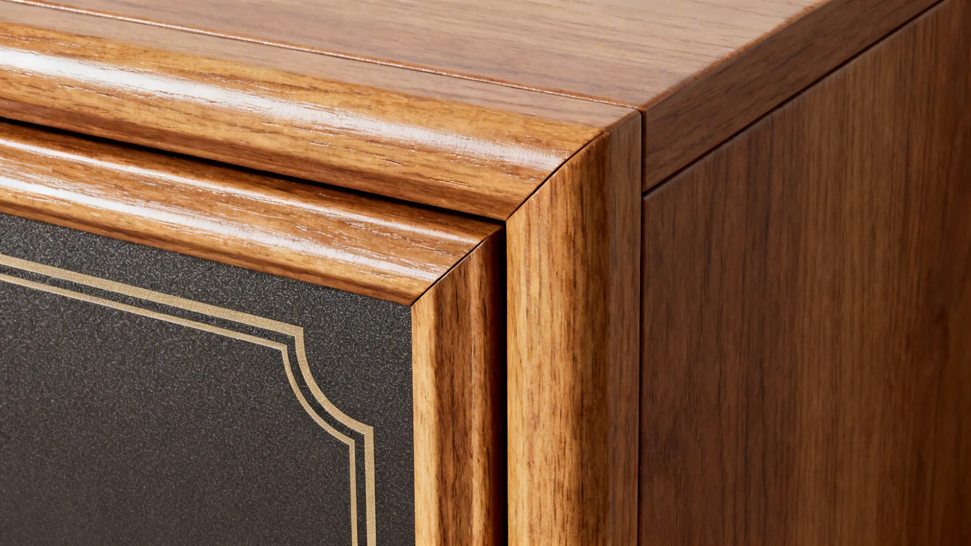 5) Wood-Framed Vinyl Inlays on Cabinet End Panels