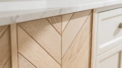 Herringbone Oak Kitchen Cabinet Detail