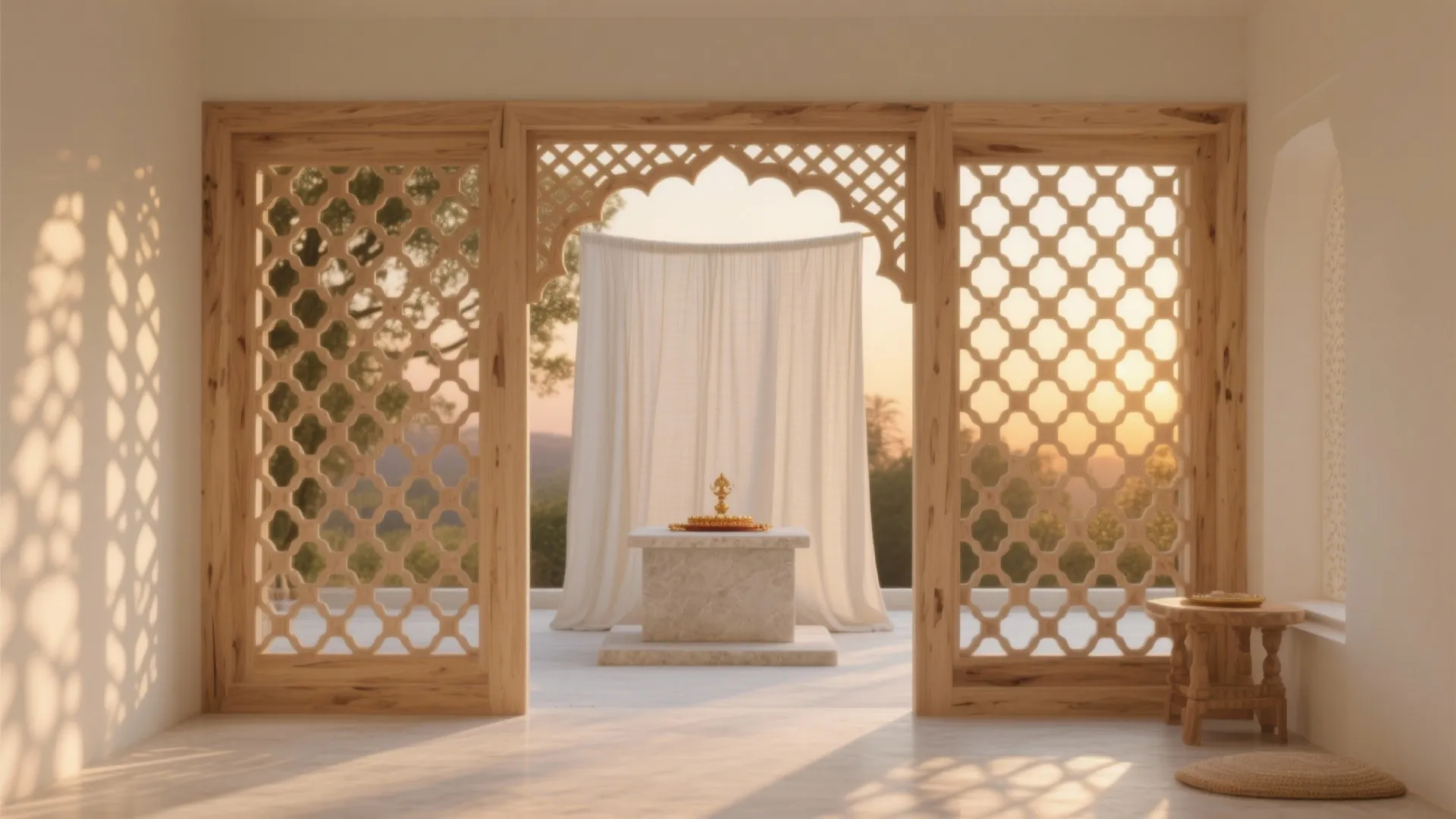 Jali screens and dappled light for depth and privacy