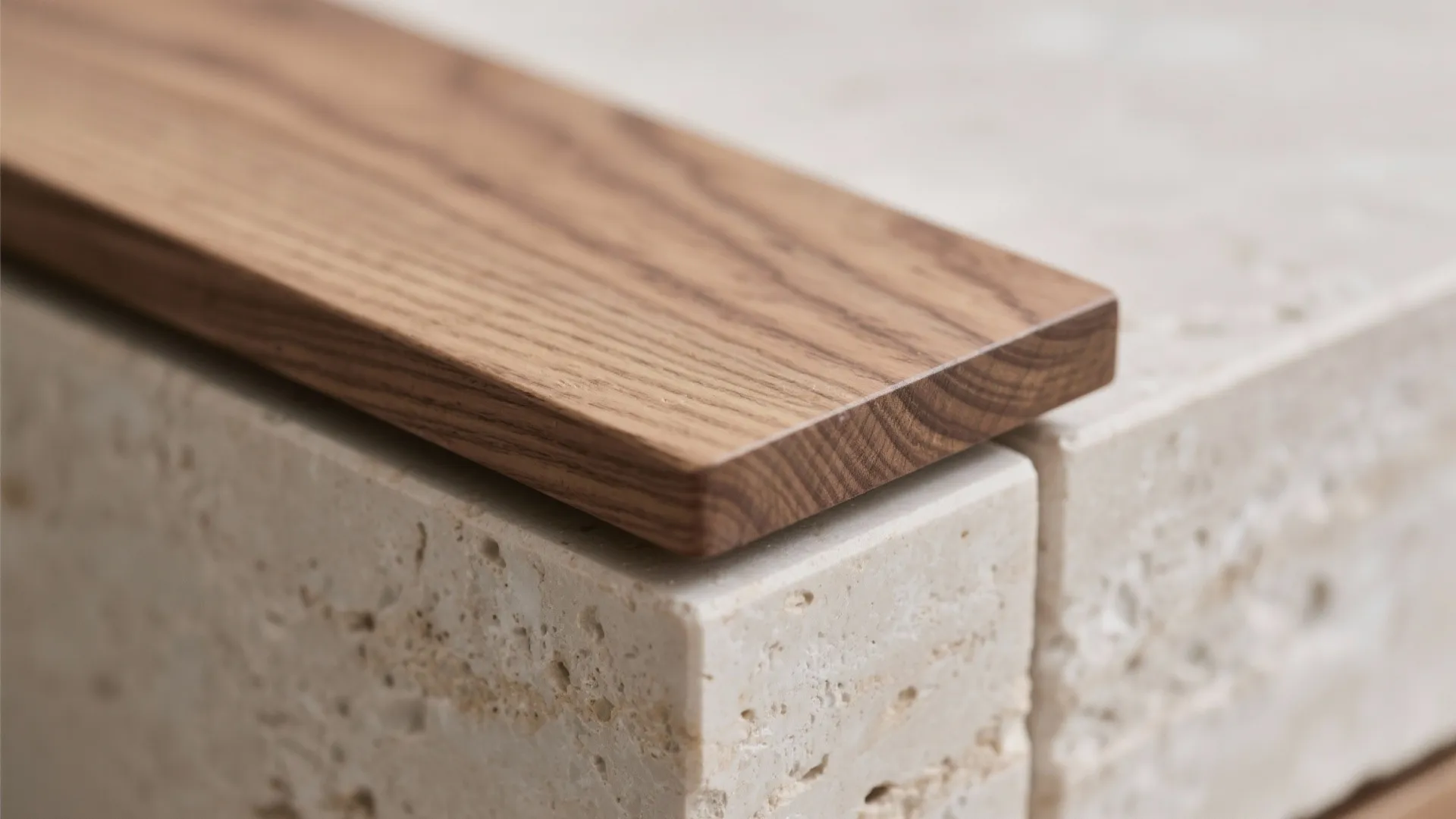 Warmth through natural wood and tactile stones