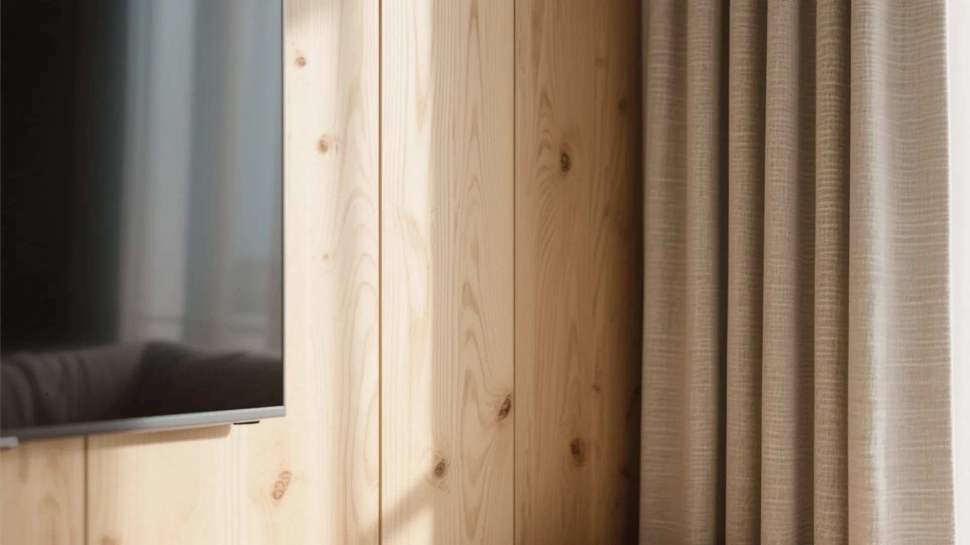 Light, coastal palette with warm wood accents