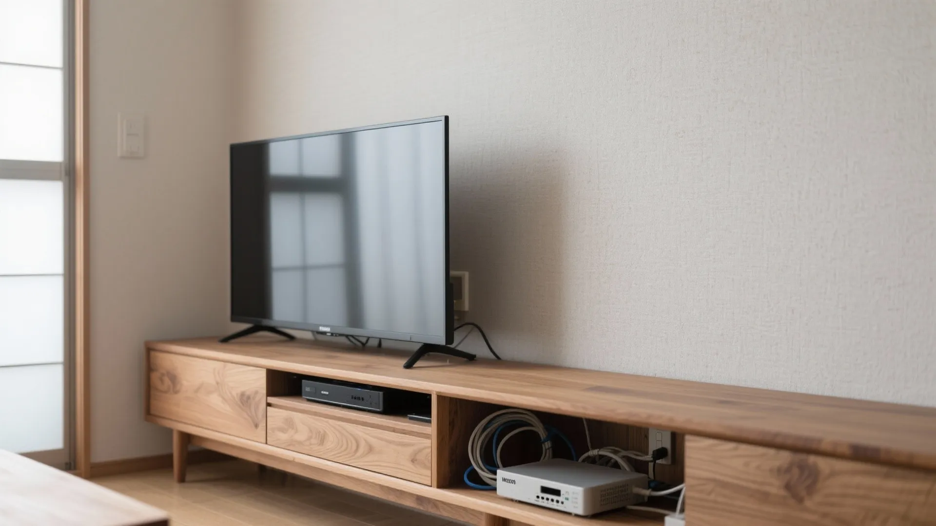 収納一体型ボードで配線を隠す収納技巧