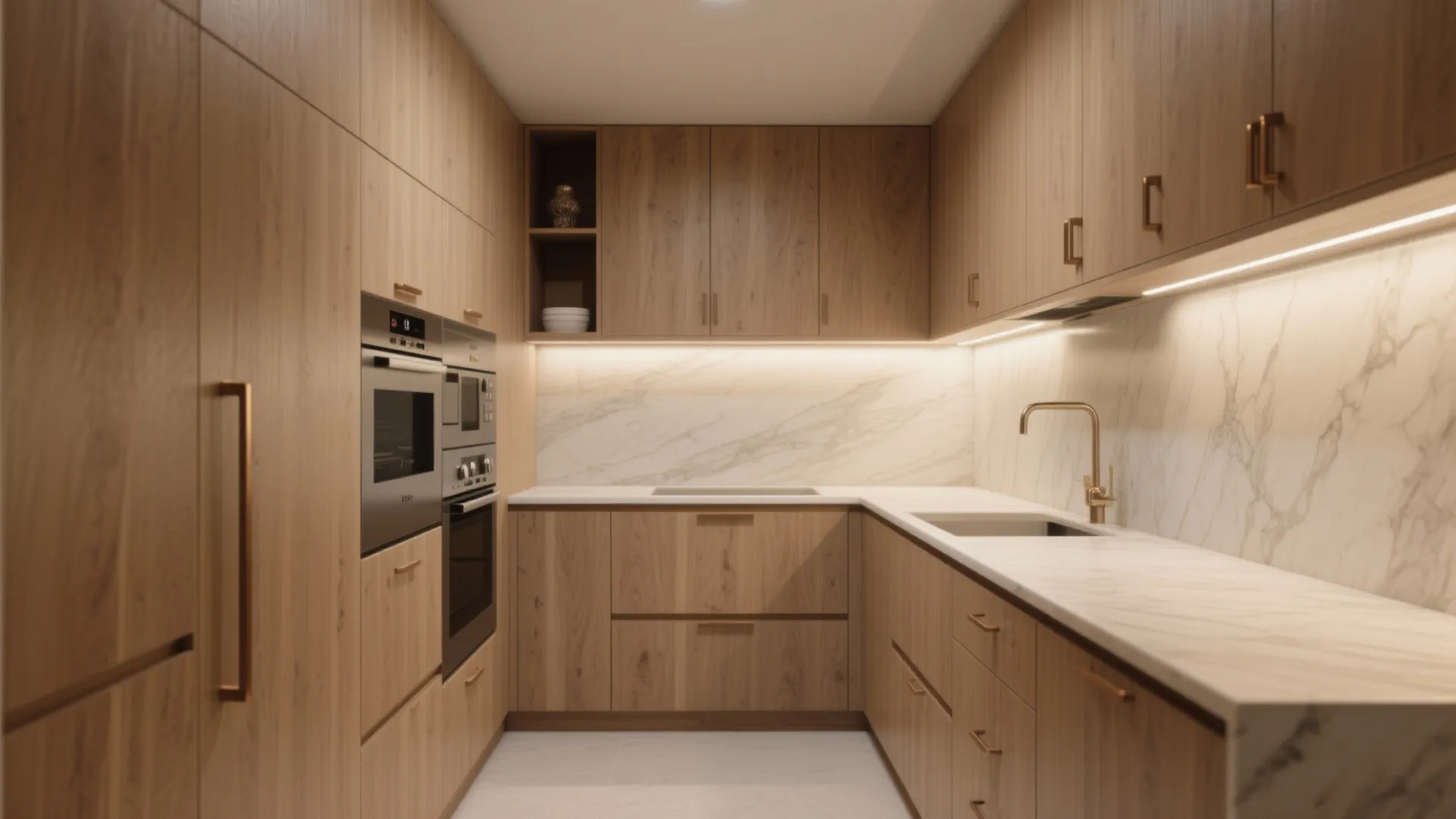 Minimalist Kitchen Storage in a Warm Palette