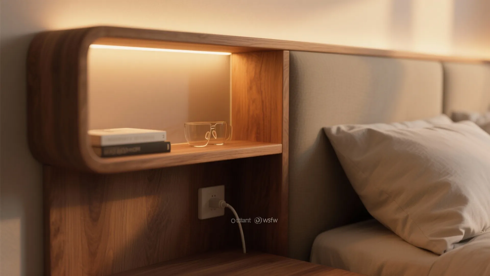 Built-In Wood Niche with Integrated Lighting