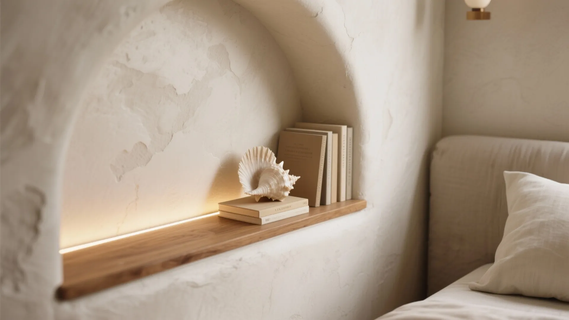 Built-In Niches and Warm Wood Accents