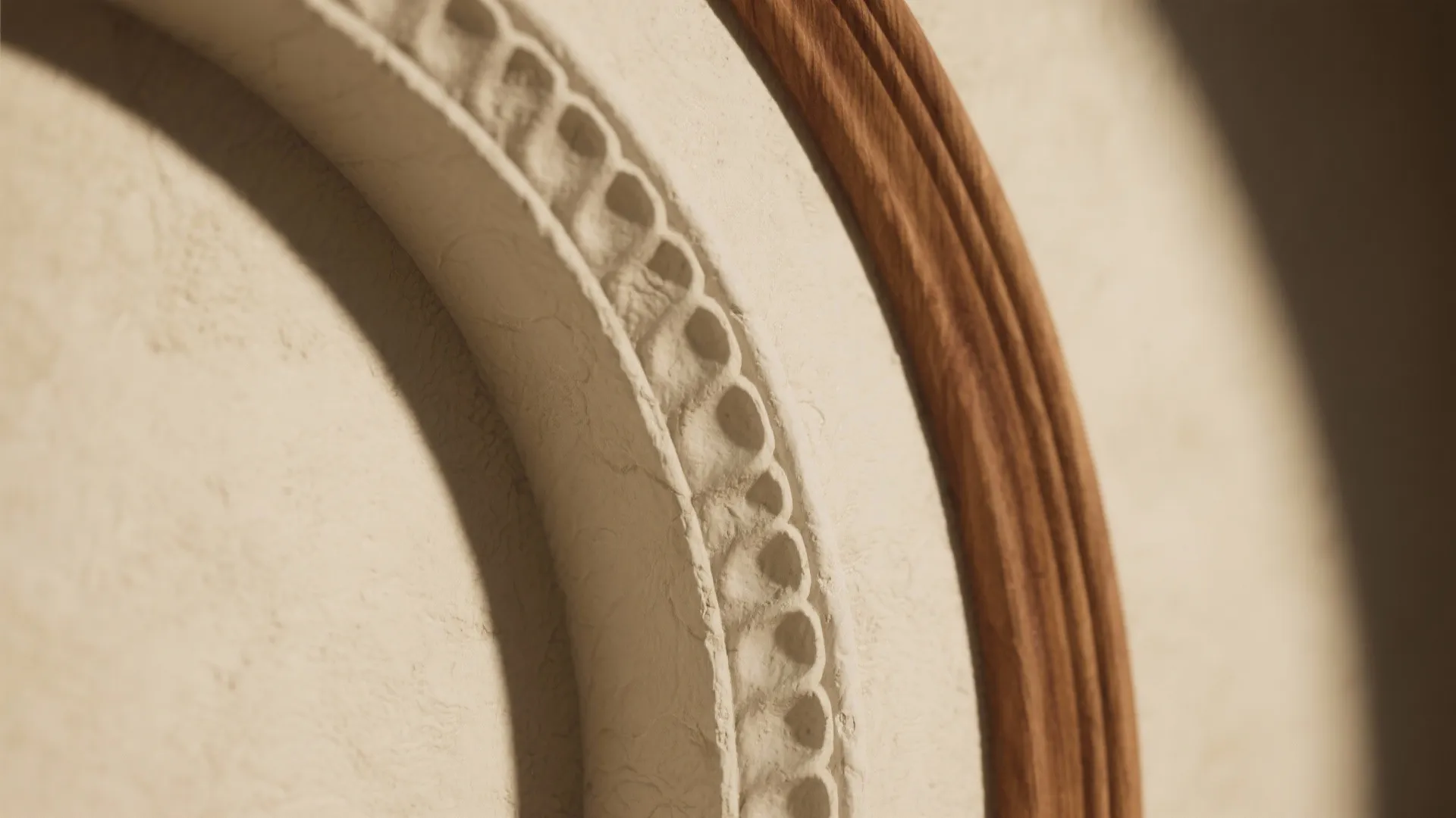 Layered Texture: Wood and Plaster Arches for Warmth