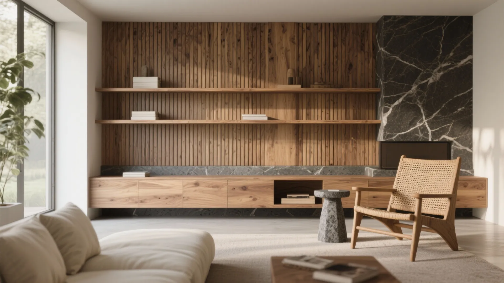 Natural Materials: Wood, Stone, and Rattan